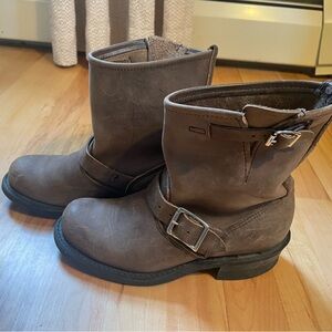 Brown Leather maxitred moto Boots made USA women’s 6 engineer vintage style